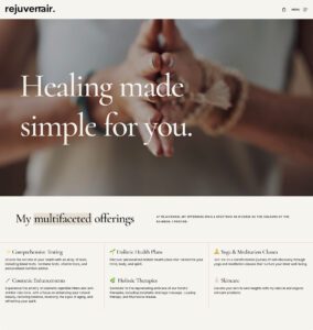 a screenshot of the Rejuvenair website home page